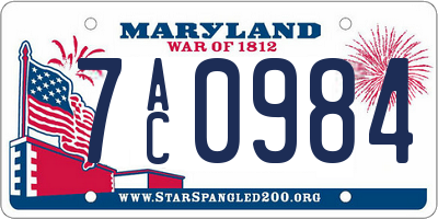 MD license plate 7AC0984