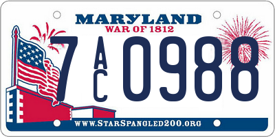 MD license plate 7AC0988