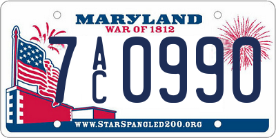 MD license plate 7AC0990
