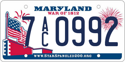 MD license plate 7AC0992