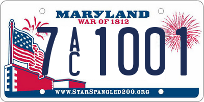 MD license plate 7AC1001