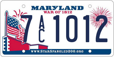 MD license plate 7AC1012