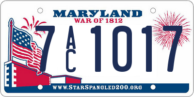 MD license plate 7AC1017