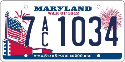MD license plate 7AC1034