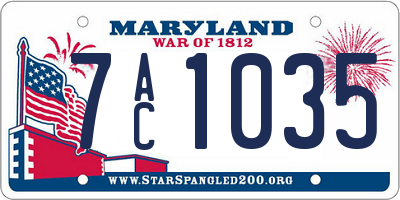 MD license plate 7AC1035
