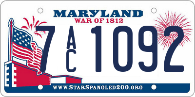MD license plate 7AC1092