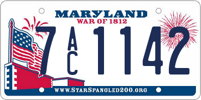 MD license plate 7AC1142