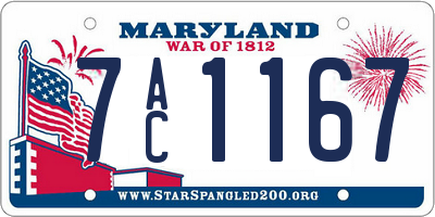 MD license plate 7AC1167