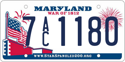 MD license plate 7AC1180