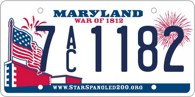 MD license plate 7AC1182