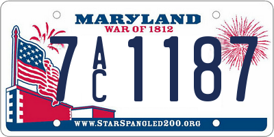 MD license plate 7AC1187