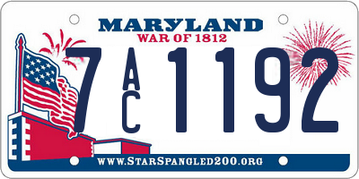 MD license plate 7AC1192