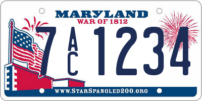 MD license plate 7AC1234
