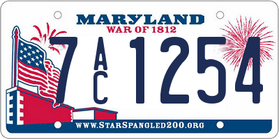 MD license plate 7AC1254