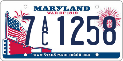 MD license plate 7AC1258