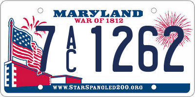 MD license plate 7AC1262