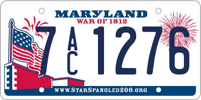 MD license plate 7AC1276