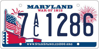 MD license plate 7AC1286