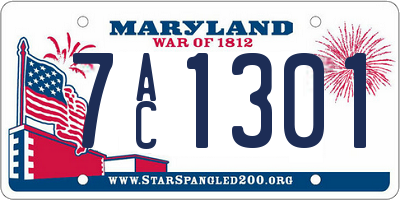 MD license plate 7AC1301