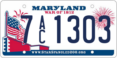 MD license plate 7AC1303