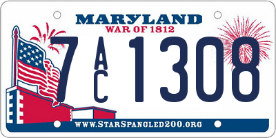 MD license plate 7AC1308