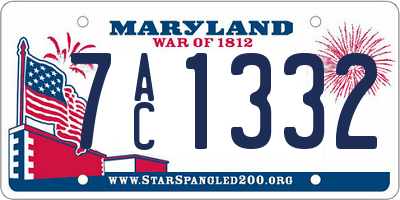 MD license plate 7AC1332