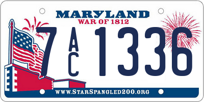 MD license plate 7AC1336
