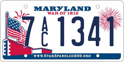 MD license plate 7AC1341