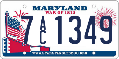 MD license plate 7AC1349