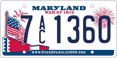 MD license plate 7AC1360