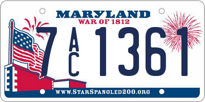 MD license plate 7AC1361