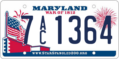 MD license plate 7AC1364
