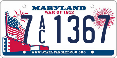 MD license plate 7AC1367