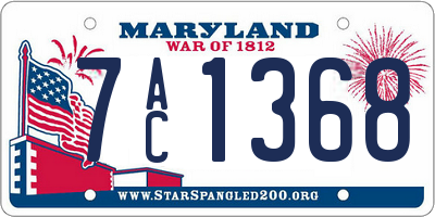 MD license plate 7AC1368