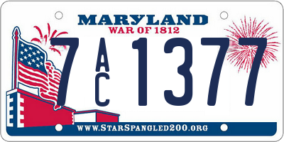 MD license plate 7AC1377