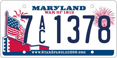 MD license plate 7AC1378