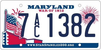 MD license plate 7AC1382