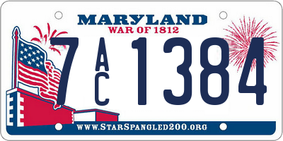 MD license plate 7AC1384