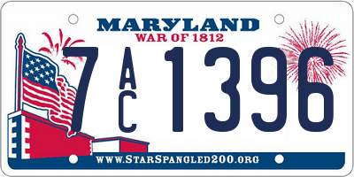 MD license plate 7AC1396