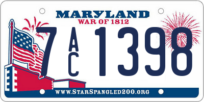 MD license plate 7AC1398