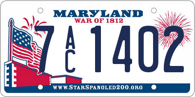 MD license plate 7AC1402