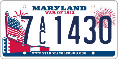 MD license plate 7AC1430