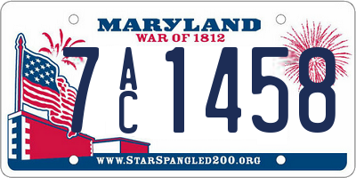 MD license plate 7AC1458