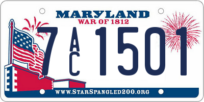 MD license plate 7AC1501