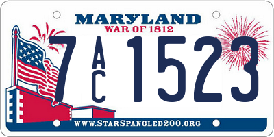 MD license plate 7AC1523