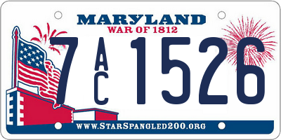 MD license plate 7AC1526