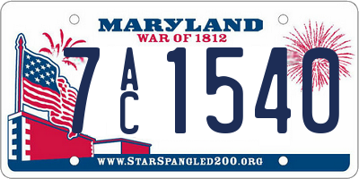MD license plate 7AC1540