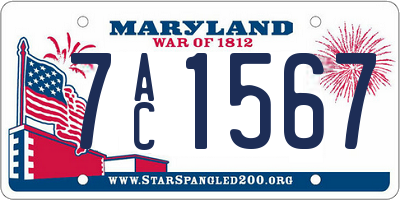 MD license plate 7AC1567