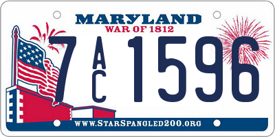 MD license plate 7AC1596