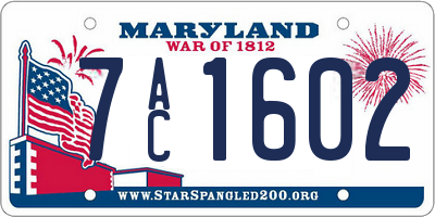 MD license plate 7AC1602